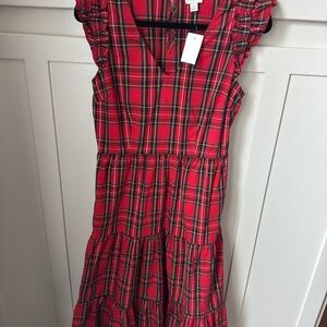 Red Plaid J Crew Holiday Midi Dress